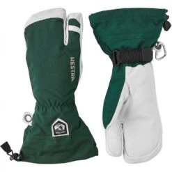 Hestra Army Leather Heli Ski, 3-finger Ski Gloves, Bottle Green