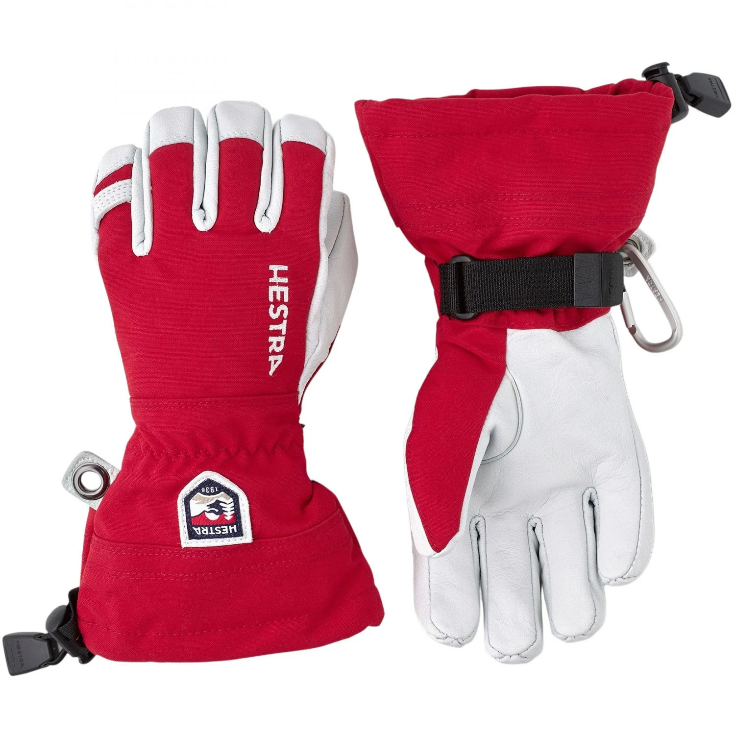 Hestra Army Leather Heli Ski Jr, Ski Gloves, Junior, Red 3 Hestra Army Leather Heli Ski Jr, Ski Gloves, Junior, Red