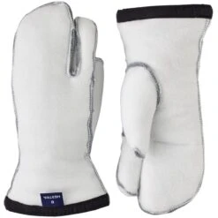 Hestra Heli Ski Liner, 3-finger Gloves, Offwhite