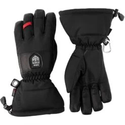 Hestra Power Heater Gauntlet, Ski Gloves, Black/black